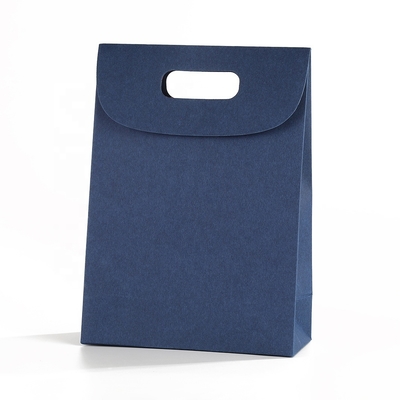 Wholesale Customizable Candy Kraft Paper Bag Solid Color Flip Cover Handbag with LOGO Gift Paper Bag