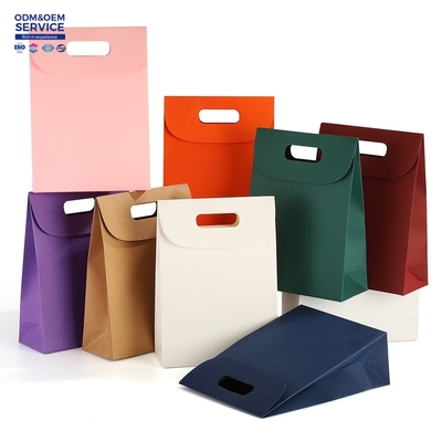 Luxury Flat Handle Kraft Paper Bag  Custom Black Packaging Paper Box Printed Bag Packaging Paper Bags