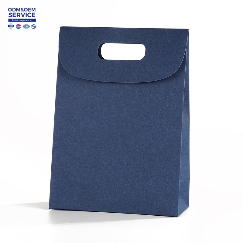 Luxury Flat Handle Kraft Paper Bag  Custom Black Packaging Paper Box Printed Bag Packaging Paper Bags