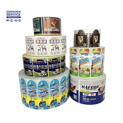 Custom Printed Logo Vinyl PVC Waterproof Adhesive Round Roll Label Food Glass Bottle Packaging Sticker